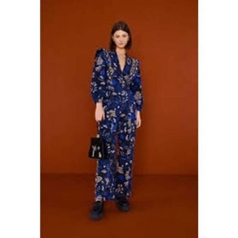 Farm Rio Floral One Piece black Blue Jumpsuit size Small